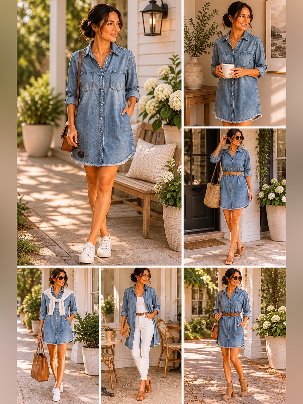 Light Wash Denim Shirt Dress - Casual Button-Front